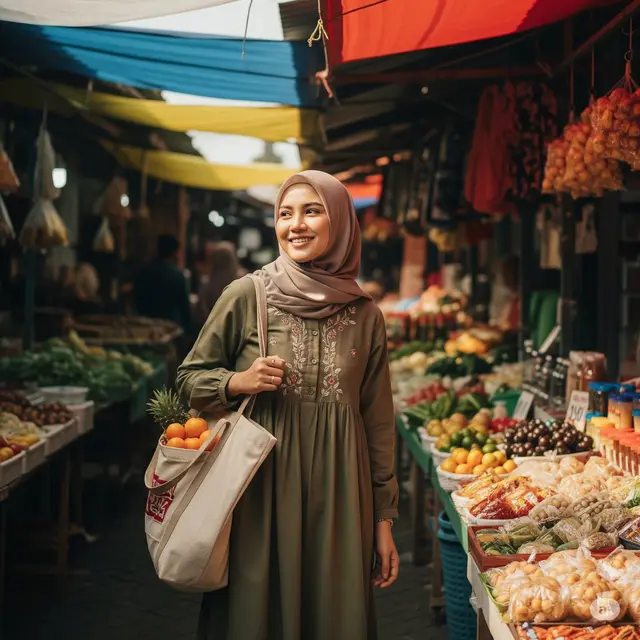 Inspirasi Outfit Ibu-Ibu ke Pasar yang Tidak Pasaran. Foto: Gemini