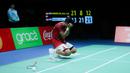 Tunggal putra Indonesia, Alwi Farhan, melakukan selebrasi setelah menaklukkan Moh. Zaki Ubaidillah pada laga final nomor tunggal putra SEA Games 2025 di Thammasat University Rangsit Campus, Pathum Thani hari Minggu (14/12/2025). (Bola.com/Bagaskara Lazuardi)