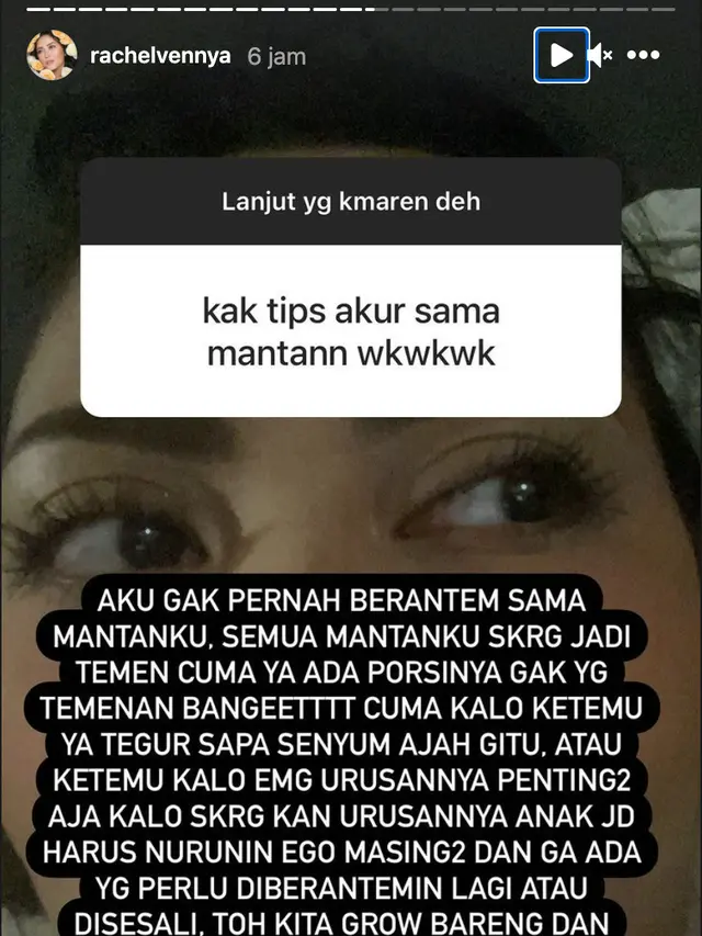 Unggahan Rachel Vennya. (Foto: Instagram @rachelvennya)