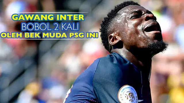 Serge Aurier bek PSG mencetak 2 gol ke gawang Inter Milan yang dikawal oleh Samir Handanovic dalam laga pra musm ICC 2016.