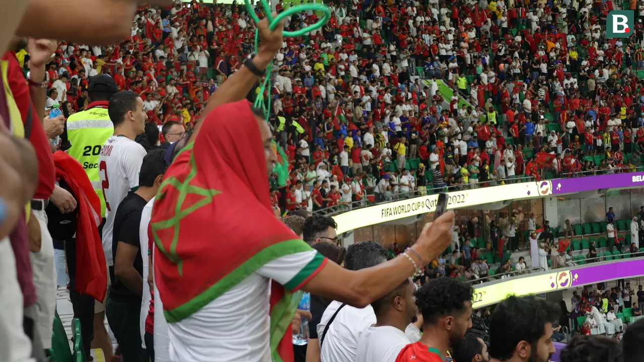 Lautan Fans Timnas Maroko di Al Thumama Stadium