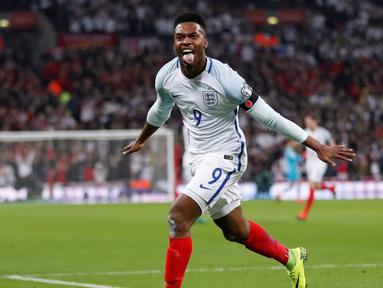  Inggris meraih kemenangan 3-0 atas Skotlandia dalam laga Grup F Kualifikasi Piala Dunia 2018 di Stadion Wembley, Jumat (11/11/2016) waktu setempat. Daniel Sturridge mencetak gol pertama. (Action Images via Reuters/Carl Recine)