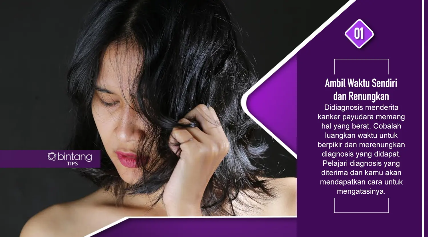 Ini yang harus dilakukan bagi yang baru saja didiagnosis kanker payudara. (Foto: Adrian Putra, Model: Arieni Mayesha, Digital Imaging: M. Iqbal Nurfajri/Bintang.com)