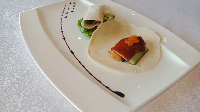 Pan-Fried Foie Gras with Pecking Duck and Crispy Beancurd Sheet