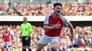 <p>Ekspresi gembira Declan Rice setelah mencetak gol kemenangan bagi Arsenal di babak tambahan waktu saat melawan MU dalam pertandingan pekan keempat Liga Inggris 2023/2024 yang berlangsung di Emirates Stadium, London, Senin (4/9/2023) dini hari WIB. (AFP/Glyn Kirk)</p>