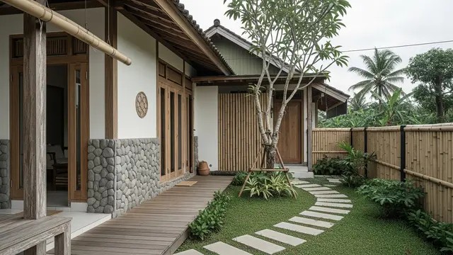 Model Rumah Japandi di Desa dengan Halaman Luas