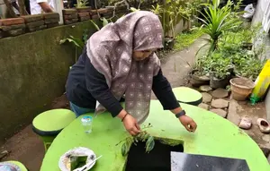 Sampah organik dimasukkan ke media tempah dedoro di Kota Mataram, Provinsi Nusa Tenggara Barat. (Dok.Antara).