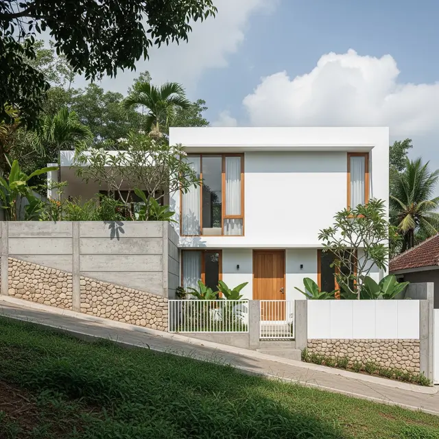 9 Desain Pagar Rumah untuk Lahan Miring, Aman dan Estetis