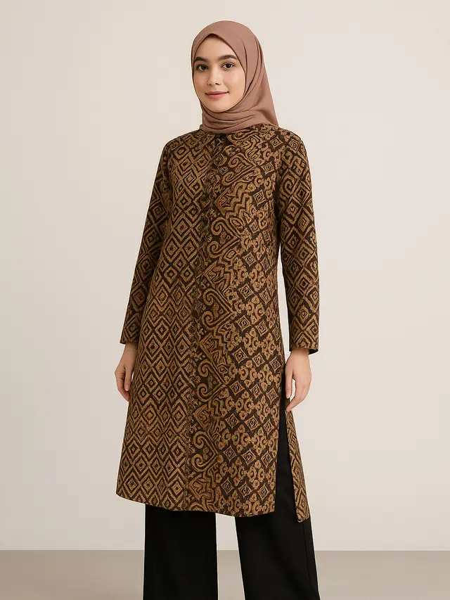 Model Tunik Batik Panjang Belakang Hijab Friendly