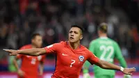Alexis Sanchez menjadi pencetak gol terbanyak di timnas Cile setelah membobol gawang Jerman pada Piala Konfederasi 2017. (AFP/Frank Fife)
