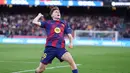 Gol Fermin Lopez pada menit ke-81 memastikan Barcelona meraih poin penuh. Tampak dalam foto, gelandang Barcelona asal Spanyol, Fermin Lopez, merayakan golnya selama pertandingan pekan ke-25 La Liga 2025/2026 melawan Levante UD di Stadion Camp Nou, Minggu 22 Februari 2026. (Josep LAGO/AFP)