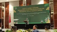 Dirjen PPI KLHK, Laksmi Dhewanthi saat memberi sambutan dalam Rakernis Pengendalian Perubahan Iklim Regional Sulawesi yang digelar Kementerian Lingkungan Hidup dan Kehutanan (KLHK) di Kota Palu, Selasa (30/5/2023). (Foto: Heri Susanto/ Liputan6.com).