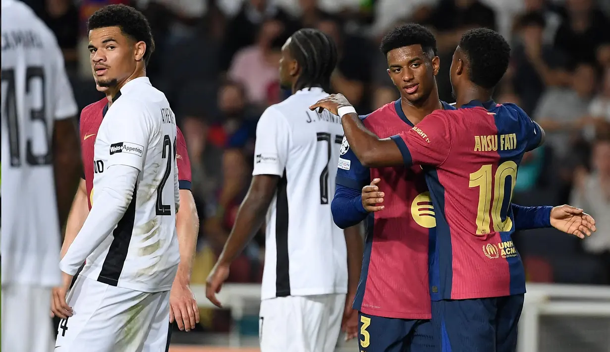 Kemenangan ini menempatkan Barcelona di papan tengah klasemen sementara Liga Champions 2024/2025. (Josep LAGO/AFP)
