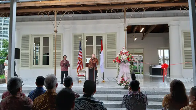 Peresmian restorasi gedung warisan sejarah di kompleks kedutaan di Jakarta Pusat pada Kamis, 23 Januari 2020.