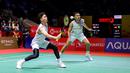 Ganda putra Indonesia, Fajar Alfian/Muhammad Rian Ardianto, saat melawan wakil Denmark, Daniel Lundgaard/Mads Vestergaard di babak 32 besar Indonesia Masters 2025 di Istora Senayan, Jakarta, Selasa (21/1/2025) sore WIB. (Bola.com/Bagas lazuardi)
