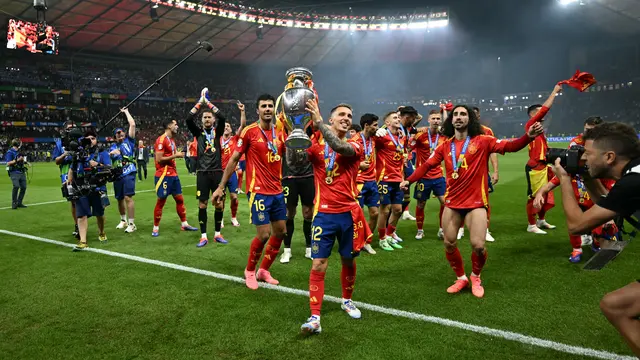 Selebrasi Spanyol saat juara Euro 2024