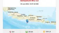 Gempa 6,4 M mengguncang Bantul, DIY, Jumat (30/6/2023). (BMKG)