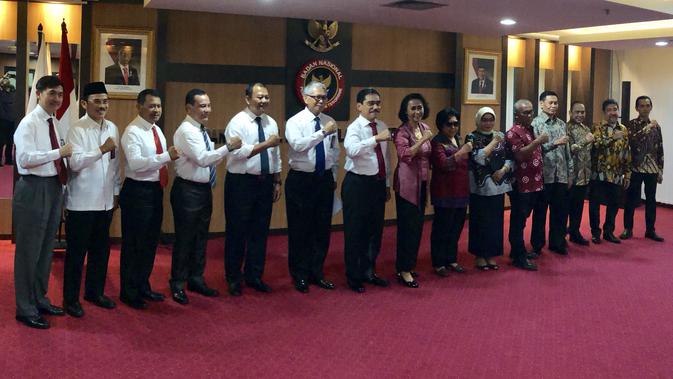 Panitia Seleksi Calon Pimpinan Komisi Pemberantasan Korupsi (Pansel Capim KPK) bertemu dengan BNPT. (Liputan6.com/Ratu Annisaa Suryasumirat)
