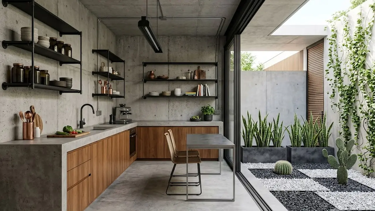 Inspirasi Dapur Minimalis yang Menyatu dengan Taman Kering
