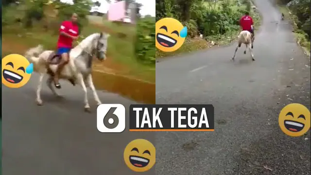 Kuda putih itu terlihat mengerem menggunakan dua kaki belakangnya.