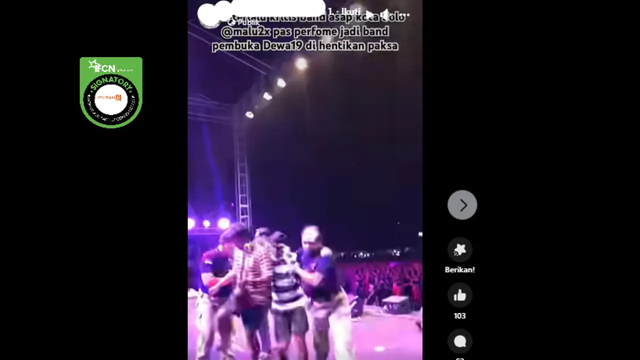 Tangkapan layar klaim video pembubaran paksa pertunjukan band di Solo karena terlalu kritis