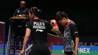 Ganda putri Indonesia, Greysia Polii/Apriyani Rahayu, gagal menyumbangkan poin setelah kalah dari pasangan Denmark, Christinna Pedersen/Kamilla Rytter Juhl, pada Piala Sudirman 2017, Rabu (24/5/2017). (PBSI)