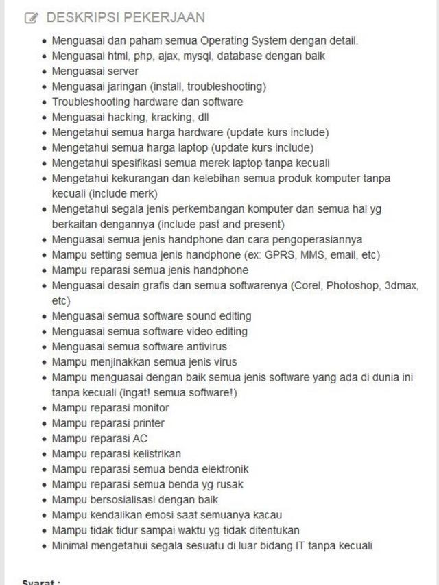 Lowongan Kerja Bergaji Rp 6 Juta Viral Syaratnya Bikin Heran Citizen6 Liputan6 Com