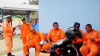 Puluhan anggota SAR Jayapura dan anggota TNI Lanud Jayapura bersiaga di Bandara Sentani, Jayapura.