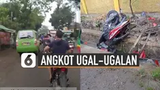 Beredar video aksi ugal ugalan sopir angkot tabrak kendaraan bermotor dan sebuah warung di Jalan Ciparay - Baleendah, Jawa Barat.
