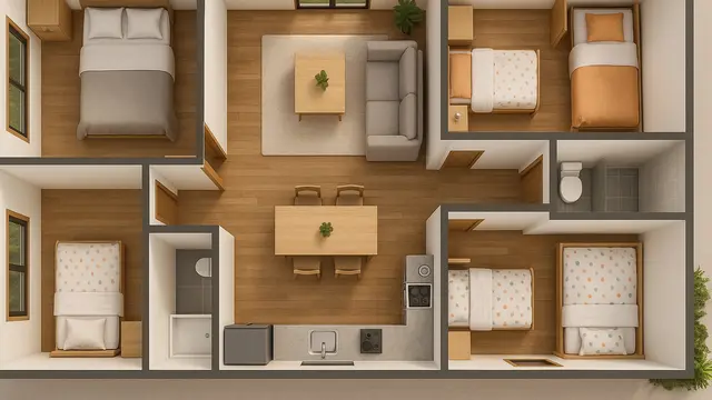 7 Desain Rumah 6x12 1 Lantai 3 Kamar Tidur, Nyaman untuk Keluarga Kecil