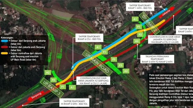 PT Marga Trans Nusantara (MTN) akan memasang 13 steel box girder yang melintas di atas ruas tol Pondok Aren-Serpong. Dok Jasa Marga
