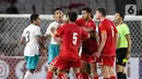 Meski beberapa kali timnas Lebanon U-22 meningkatkan tempo permainan namun anak-anak asuh Indra Sjafri berhasil meredam. (Liputan6.com/Herman Zakharia)