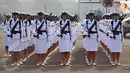 Ketegasan terpancar dari wajah anggota Korps Wanita Angkatan Laut (Kowal) (Liputan6.com/ Helmi Fithriansyah)