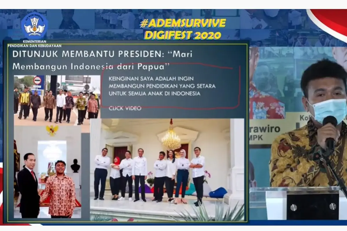 Stafsus Presiden  Billy Mambrasar memberikan sambutan dalam  Pembukaan yang diselenggarakan oleh Direktorat Pendidikan Masyarakat dan Pendidikan Khusus (PMPK). (Istimewa)