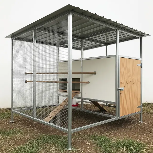 Model Kandang Ayam Rangka Pipa Besi (Image by Gemini AI)