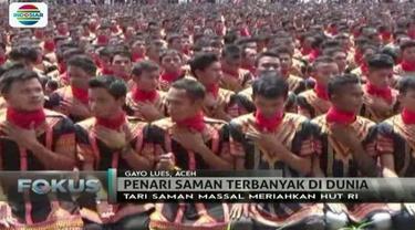 12.262 penari Saman mengguncang Aceh dalam rangka HUT ke-72 RI. Penonton pun banyak yang berdecak kagum dengan penampilannya.
