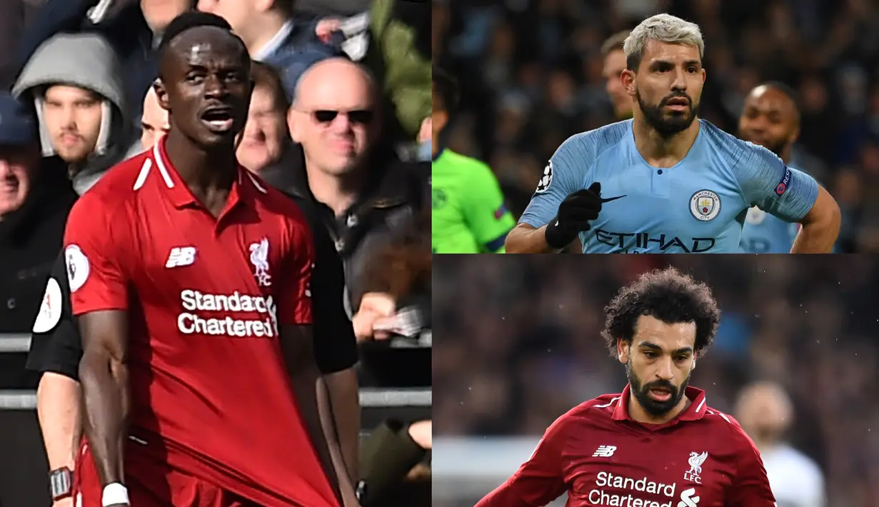 Sadio Mane lambat laun meramaikan pentas perebutan menjadi pencetak gol terbanyak Premier League. Penyerang Liverpool tersebut memiliki gol yang sama dengan Mohamed Salah dengan 17 gol. (Kolase Foto AFP)