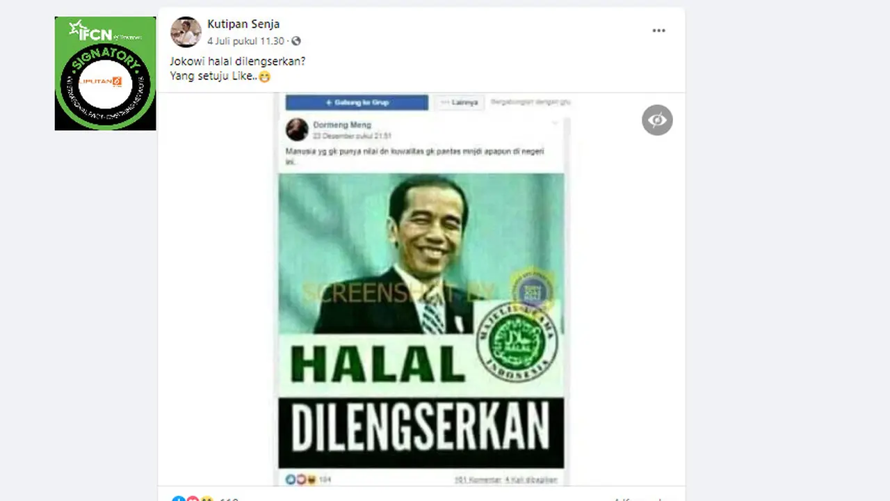 Penelusuran Klaim Foto MUI Keluarkan Fatwa Halal Lengserkan Presiden Jokowi