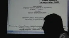 Komisi I DPR RI menggelar Rapat Kerja tertutup membahas RUU Disiplin Prajurit TNI, Senayan, Jakarta, Selasa (16/9/2014) (Liputan6.com/Andrian M Tunay)