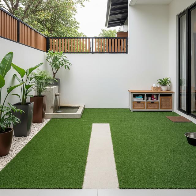 9 Desain Halaman Belakang Rumah Minimalis dengan Rumput Sintetis, Minim ...