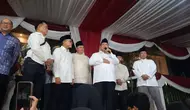 Prabowo Subianto menyampaikan pidato perdananya setelah resmi ditetapkan KPU sebagai pemenang Pilpres 2024. Prabowo menyampaikan terima kasih kepada Presiden Jokowi yang telah mendorongnya sehingga bisa menerima mandat rakyat untuk menjadi pemimpin Indonesia. (Liputan6.com/Lizsa Egeham)