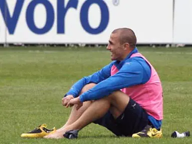 Italy's defender Fabio Cannavaro during a training session of his team on March 27, 2009 at national technical center of Coverciano, near Florence. AFP PHOTO/FABIO MUZZI