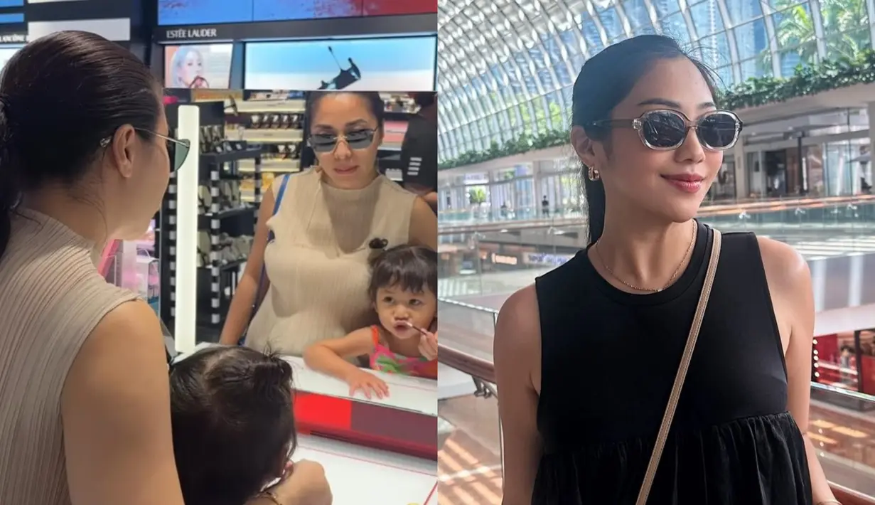 Setelah liburan di London, keduanya kembali terlihat aktif dengan busana monokrom di Singapura. [@nonawilly16]