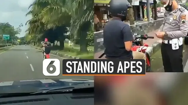 Nasib apes dialami oleh seorang pria pengendara motor karena lakukan standing di jalanan sepi.