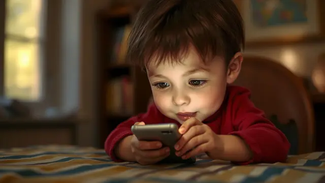 Ilustrasi Anak Kecil, Anak, Handphone, Screentime (Gambar by AI)