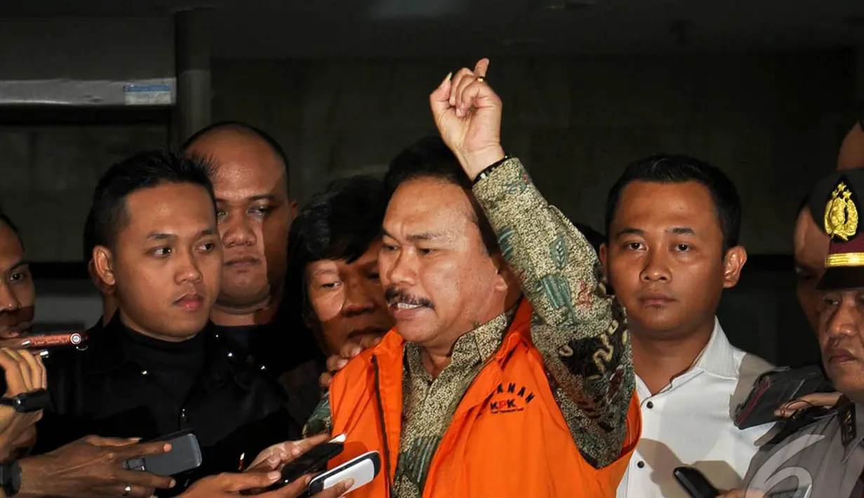 Raja Bonaran Situmeang mengatakan bahwa penyidik hanya diam ketika ia menanyakan alasan penahannya, Jakarta, Senin (6/10/2014) (Liputan6.com/Miftahul Hayat)