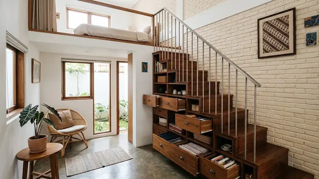 11 Model Tangga Rumah yang Cocok untuk Hunian dengan Lahan Terbatas/AI Generated