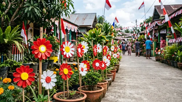 Ide Hiasan 17 Agustus dari Tutup Galon Bekas
