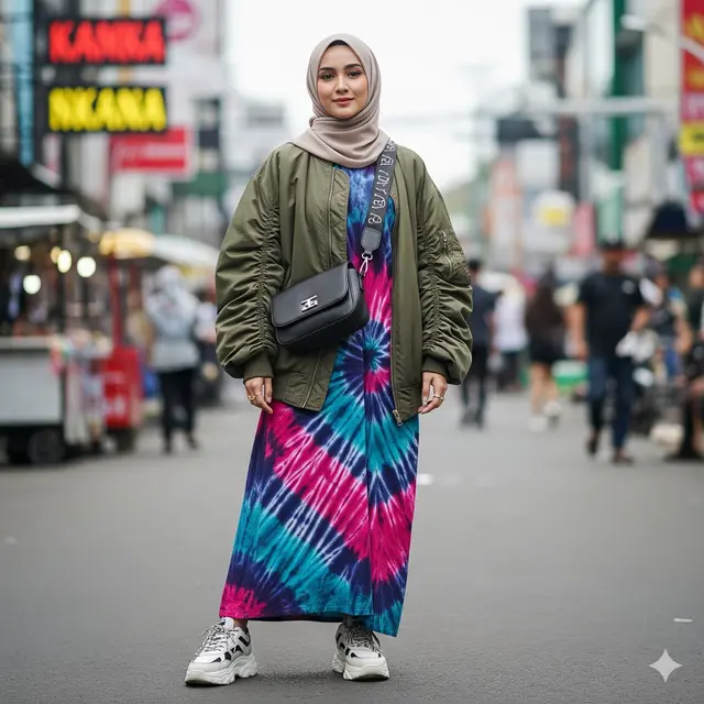 Gamis Tie-Dye + Outer Oversize Bomber