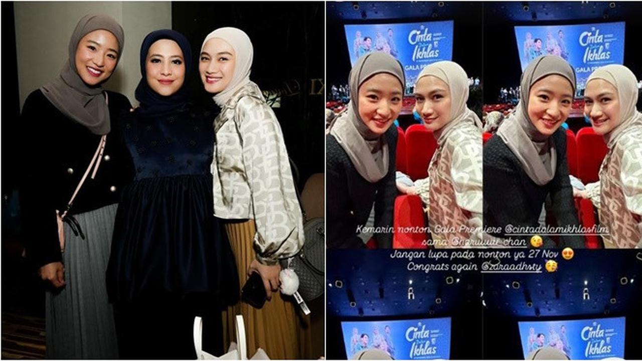 6 Potret Haruka dan Melody Dukung Adhisty Zara di Premiere Film Cinta Dalam Ikhlas